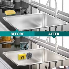 4入組不銹鋼海綿瀝水架適用於廚房水槽,鑽孔必需,金屬絲球鍋套收納架,壁掛式收納