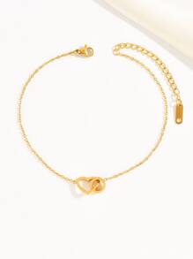 Élégante Bracelet de cheville en acier inoxydable en forme de cœur entrelacé "love" pour femmes, un accessoire délicat et unique pour le travail, la Saint-Valentin, la mère, la mère, la fête des mères, cadeau