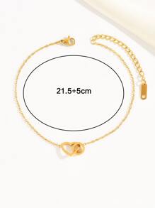 Élégante Bracelet de cheville en acier inoxydable en forme de cœur entrelacé "love" pour femmes, un accessoire délicat et unique pour le travail, la Saint-Valentin, la mère, la mère, la fête des mères, cadeau