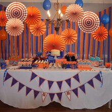 Buổi tiệc Treo Giấy Quạt Bộ , Vàng Tròn Mẫu Giấy Vòng Hoa Đồ trang trí Đối với Sinh nhật Lễ cưới Tốt nghiệp Phụ kiện , Bộ Của 6 - trái cam - Xem 6