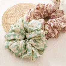 1pc Women's Multicolor Floral Satin Elegant & Stylish Scrunchie For Daily Use - Multicolor - View 4