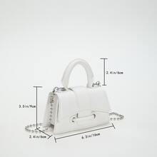 Mini Fashionable Flap Handbag With Metallic Chain Strap - White - View 10