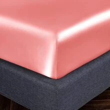 Satin Bedding Sheet Set, 4pcs - Pink - View 4