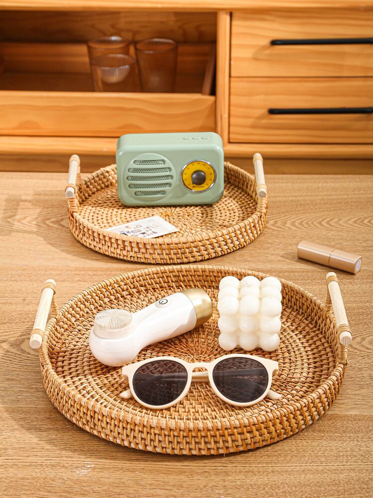 Vassoio da portata in rattan Cestino portaoggetti in rattan intrecciato