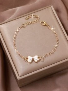 女士蝴蝶結設計手環 - 白色 - 查看 1