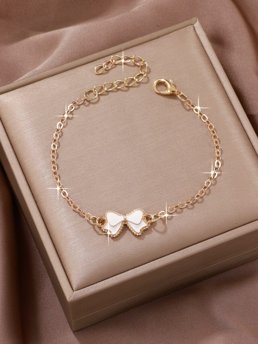 女士蝴蝶結設計手環 - 白色 - 查看 1