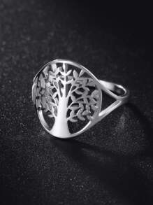 1 Miếng Thời trang Thép không gỉ Trang trí cây Nhẫn Đối với phụ nữ Đối với Qủa tặng - Bạc - Xem 1