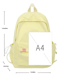 Padrão Cereja Estilo Universitário Grande Capacidade Cor Sólida Mochila - Amarelo - Visão 3