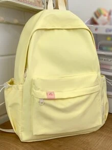 Padrão Cereja Estilo Universitário Grande Capacidade Cor Sólida Mochila - Amarelo - Visão 2