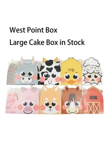 1 Miếng Thú vật Chủ đề Hình vuông Kẹo hộp Với Xử lý , Nông trại Họa tiết động vật Cửa hàng bánh mì Hộp Đối với Lớn Bánh - Nhiều màu - Xem 2