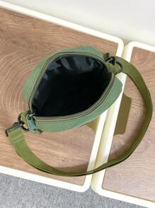 peach tree Fashionable & Minimalist Solid Colour Mini Crossbody Bag - Army Green - View 8