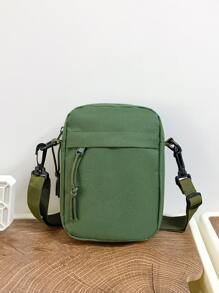 peach tree Fashionable & Minimalist Solid Colour Mini Crossbody Bag - Army Green - View 4