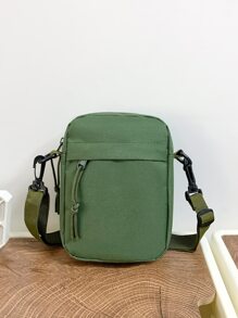 peach tree Fashionable & Minimalist Solid Colour Mini Crossbody Bag - Army Green - View 5