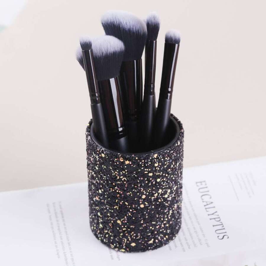 Black Glitter Makeup Brush Storage Bucket,Room,Home,Bedroom,Bathroom,House,Pink Room,Living Room Decor,Travel Stuff,Gift Bag,Gifts For Mom,Dad,Men,Friends,Teacher,Birthday,Wedding,Desk,Shelves,Accessories,Gift Boxes,Funny Gift,Storage,Makeup Brush Holder Bag,Room Decor, Bags,Makeup Bag,Vanity,Travel,Make Up Bag,Travel Essentials,Organizer,Storage,Travel Essential,Makeup Organizer,Makeup Bags,Make Up Organizer,Organiser,Toiletry Bag,Desk Organiser,Cosmetic Bag,Makeup Pouch,Make Up Organize,Vanity Accessories,Make Up Pouch,Make Up Bags,Jewellery Box,Pouch,Makeup Brush Holder,Brush Holder,Perfume Organiser,Pouch Bag