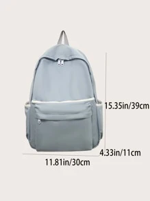 Women's Solid Color Large Capacity Backpack School Bag Bookbag For School Outdoors Lightweight,Portable - Blue - View 7