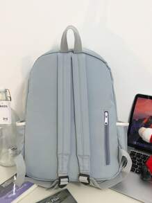 Women's Solid Color Large Capacity Backpack School Bag Bookbag For School Outdoors Lightweight,Portable - Blue - View 5