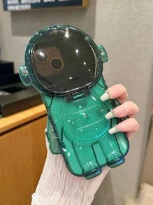Astronaut Decor Silicone Phone Case With Mirror - Green - View 3