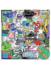 50 piezas Pegatinas con dibujos animados matemáticas fórmula grafiti - Multicolor - Ver 1
