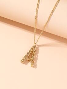 1入組金屬絲包裹大寫26入組英文字母女式吊墜項鍊，時尚設計街頭風格配飾 - 金黃色 - 查看 2