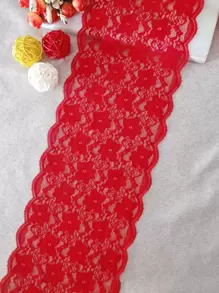 130cm/Piece Soft And Elastic Lace Trim, 15cm Width, Suitable For Clothes, Hat, And Dress Decorations, Red - Red - View 1