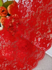 130cm/Piece Soft And Elastic Lace Trim, 15cm Width, Suitable For Clothes, Hat, And Dress Decorations, Red - Red - View 5
