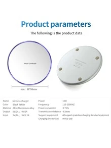 Lámpara de aleación de aluminio con carga inalámbrica de 10W y luz de respiración, compatible con smartphones de carga inalámbrica Qi - Blanco - Ver 9