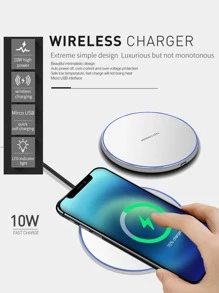 Lámpara de aleación de aluminio con carga inalámbrica de 10W y luz de respiración, compatible con smartphones de carga inalámbrica Qi - Blanco - Ver 8