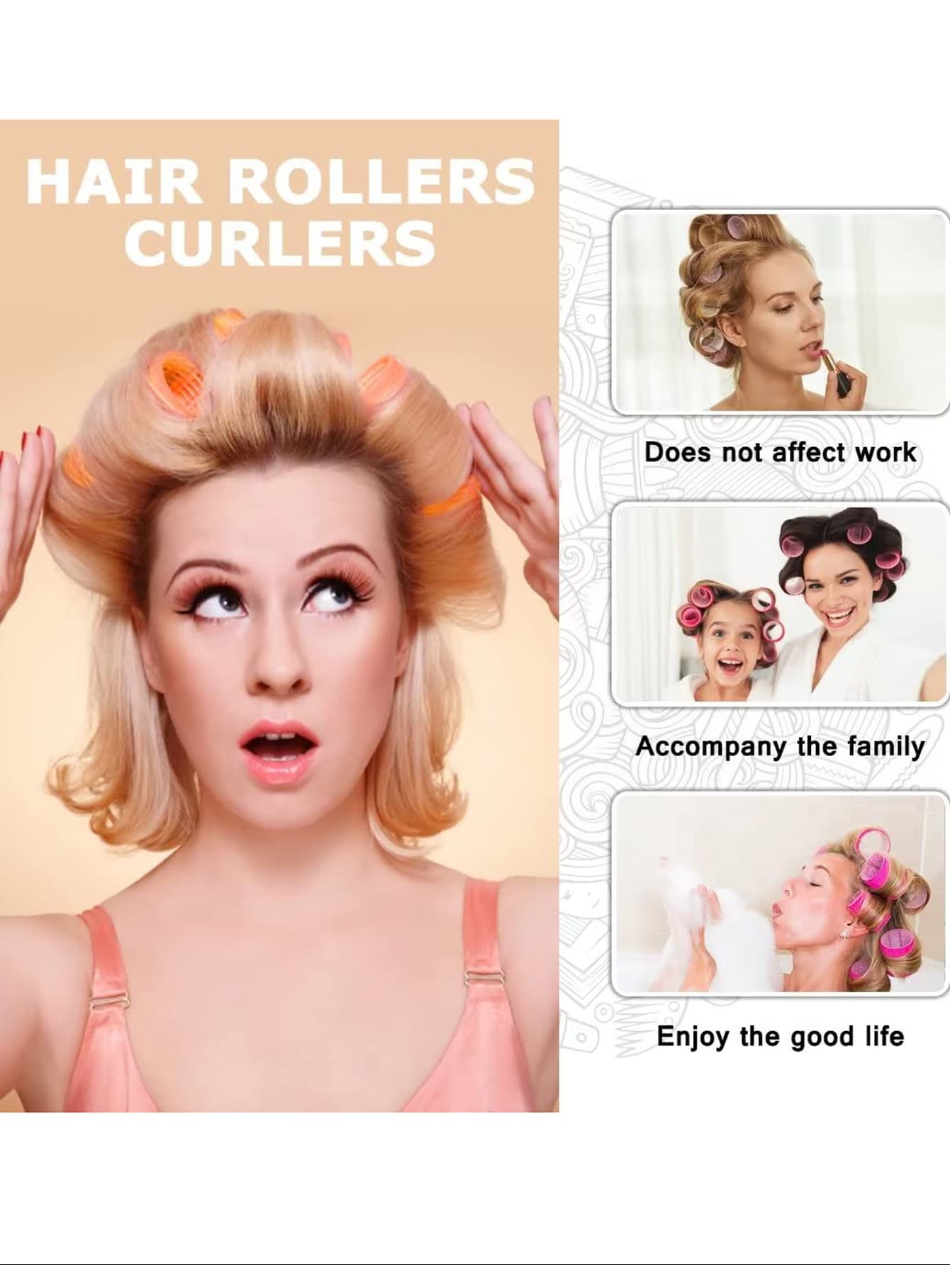 25pcs SelfAdhesive Hair Curling Rollers & Clips Set With 12 Hair