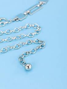 1個女士方形銀鏈裝飾腰帶,適用於裙子 - 銀色 - 查看 5