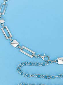 1個女士方形銀鏈裝飾腰帶,適用於裙子 - 銀色 - 查看 8