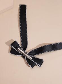 1 Miếng Của phụ nữ Bowknot Kẹp tóc Với Cạnh lượn sóng , Đúng mốt Thanh lịch Chất vải Dải Băng Phụ kiện tóc , Thích hợp Đối với Bất kì cơ hội - màu đen - Xem 3