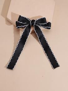 1 Miếng Của phụ nữ Bowknot Kẹp tóc Với Cạnh lượn sóng , Đúng mốt Thanh lịch Chất vải Dải Băng Phụ kiện tóc , Thích hợp Đối với Bất kì cơ hội - màu đen - Xem 2