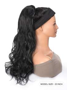 马尾假发，黑色马尾接发爪 22 英寸波浪接发马尾假发蓬松卷发夹马尾金色马尾假发片女士日常 - 黑色 - 查看 2