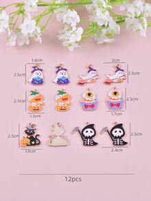 12 cái/bộ Creative Hợp kim kẽm Halloween Quả bí ngô & Con ma DIY Mặt dây chuyền Đối với phụ nữ Để làm đồ trang sức DIY - Nhiều màu - Xem 3