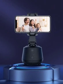 Q7- Anti shake 360 degree rotation intelligent tracking pan tilt AI face recognition live streaming camera tracking mobile phone stabilizer bracket - Black - View 5