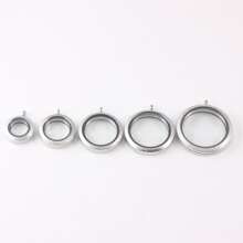 Stainless Steel Necklace Pendant With Frosted Edge & Glass Display Box, Threaded Style, 20/25/30/35/38mm, Black/red Display Box - Silver - View 1