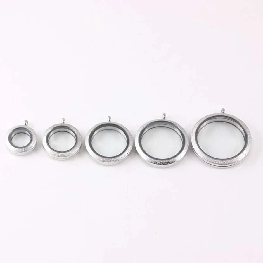 Stainless Steel Necklace Pendant With Frosted Edge & Glass Display Box, Threaded Style, 20/25/30/35/38mm, Black/red Display Box - Silver - View 1