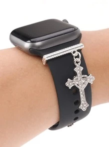 1 stuk sprankelende strass kruis horlogeband bedel compatibel met band accessoires decoratief compatibel met Galaxy Watch Bands serie bedels cadeau voor meisjes