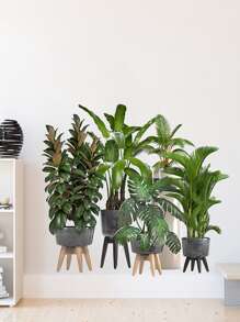 1set (2pcs) Green Plants Wall Decal Stickers - Multicolor - View 1