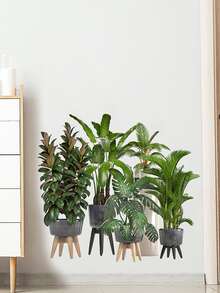1set (2pcs) Green Plants Wall Decal Stickers - Multicolor - View 2