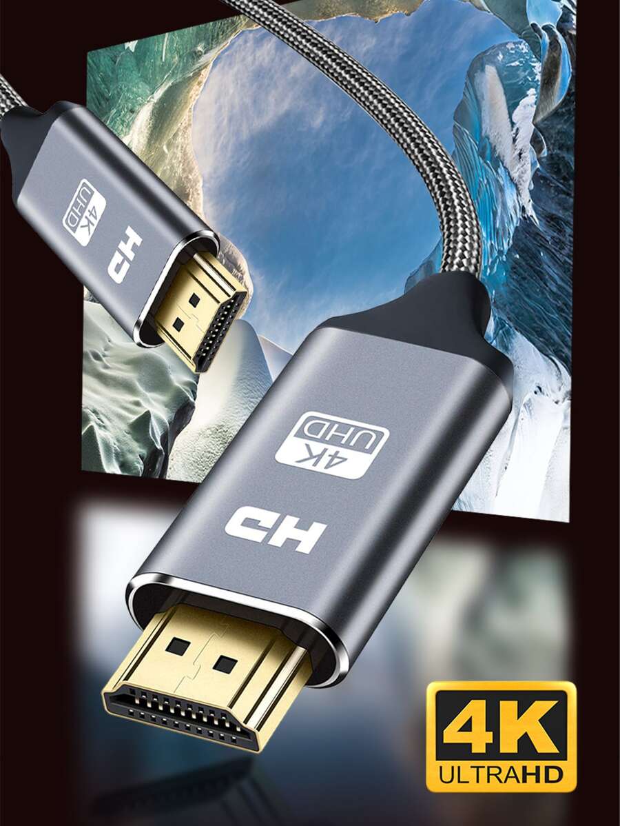 2,0 Kabel, HDMI-kompatibel, 4K 60Hz High Speed 18Gbps geflochtenes HDMI-kompatibles Kabel mit vergoldeten Anschlüssen, unterstützt PS4 PS3 Xbox Fire TV Stick Blu-ray Player HDR 3D 3 Fuß 6 Fuß 10 Fuß - Grau - Übersicht 1