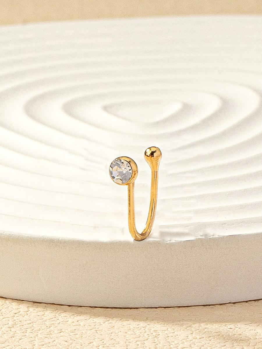 1 cái/bộ Của Đồng Khối Zirconia  Mũi Đồ trang trí Đục lỗ Kẹp mũi - Vàng - Xem 1