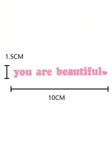 1入組標語圖案車鏡子貼紙 - 粉色 - 查看 3