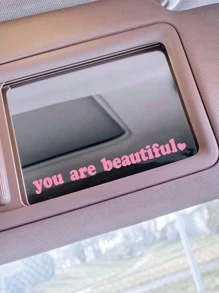 1入組標語圖案車鏡子貼紙 - 粉色 - 查看 2