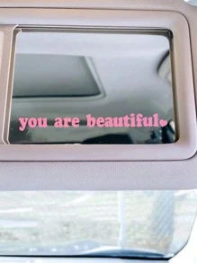 1入組標語圖案車鏡子貼紙 - 粉色 - 查看 1