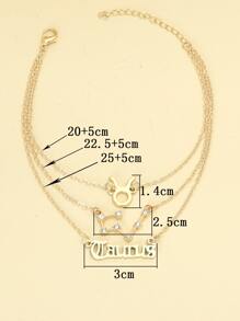 字母和心形裝飾腳錬 - 金黃色 - 查看 4