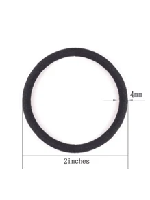 20入組黑色髮帶適合厚捲髮馬尾髮帶鬆緊帶適合女士或男士（4 毫米） - 黑色 - 查看 2