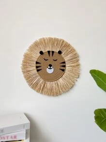 1pc Rattan Woven Cartoon Animal Wall Hanging Decor, Cute& Cozy Home Decorations For Children's Room, Living Room, Bedroom - Multicolor - View 2