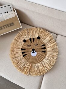 1pc Rattan Woven Cartoon Animal Wall Hanging Decor, Cute& Cozy Home Decorations For Children's Room, Living Room, Bedroom - Multicolor - View 3