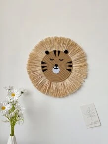 1pc Rattan Woven Cartoon Animal Wall Hanging Decor, Cute& Cozy Home Decorations For Children's Room, Living Room, Bedroom - Multicolor - View 4